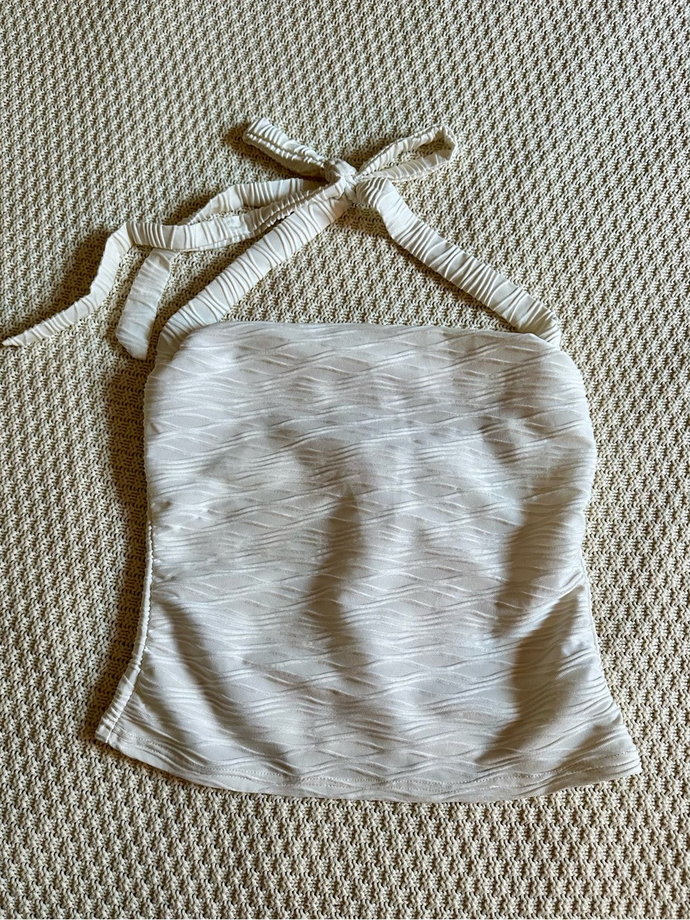 White/cream textured halter top